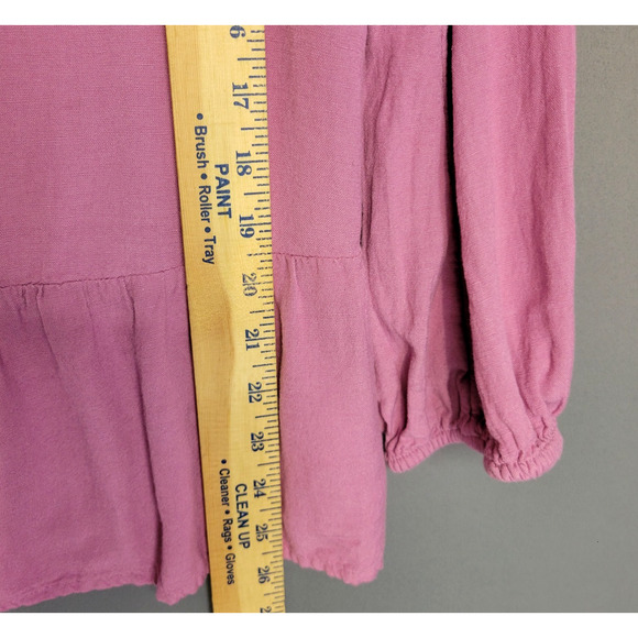 Old Navy Peplum Boho Peasant Top Womens M Dusty Rose V-neck Long Elastic Sleeves - Picture 7 of 12
